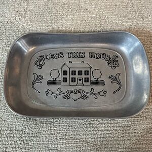 WILTON ARMETALE  "Bless This House" Tray 11” X 7” Metal Serve ware Oven Safe